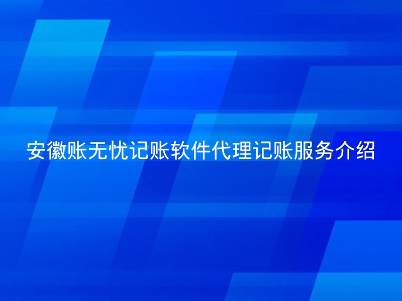 安徽账无忧记账软件代理记账服务介绍