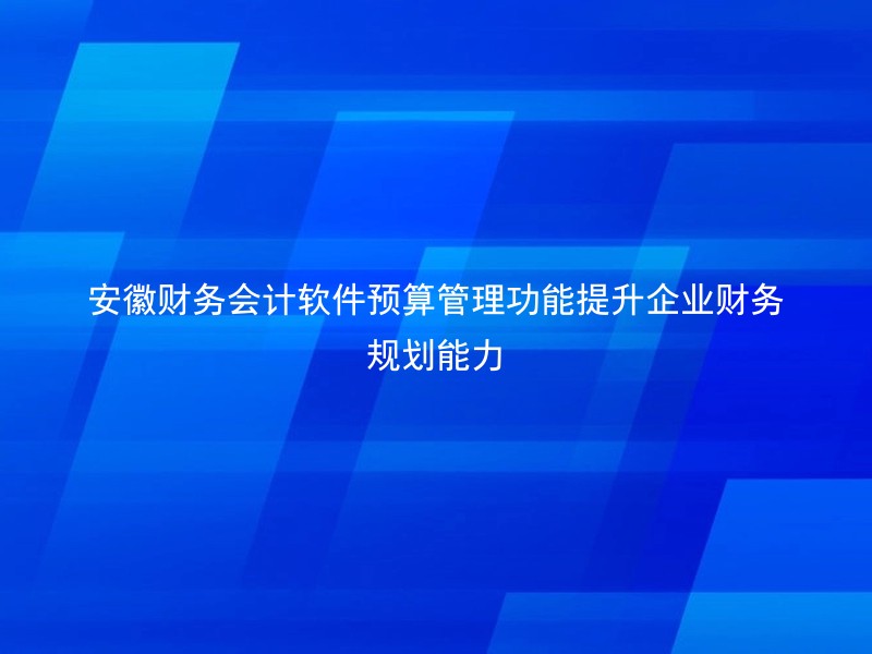 安徽财务会计软件预算管理功能提升企业财务规划能力