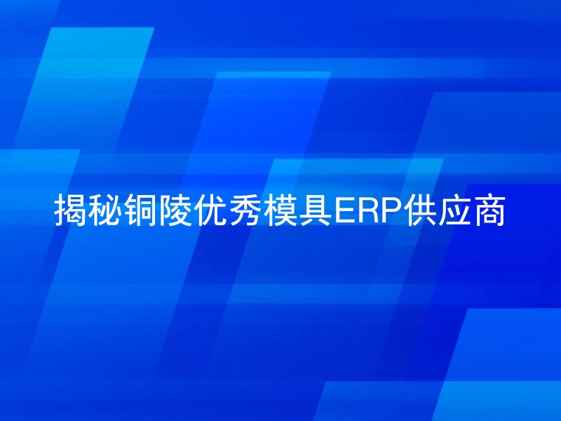 揭秘铜陵优秀模具ERP供应商