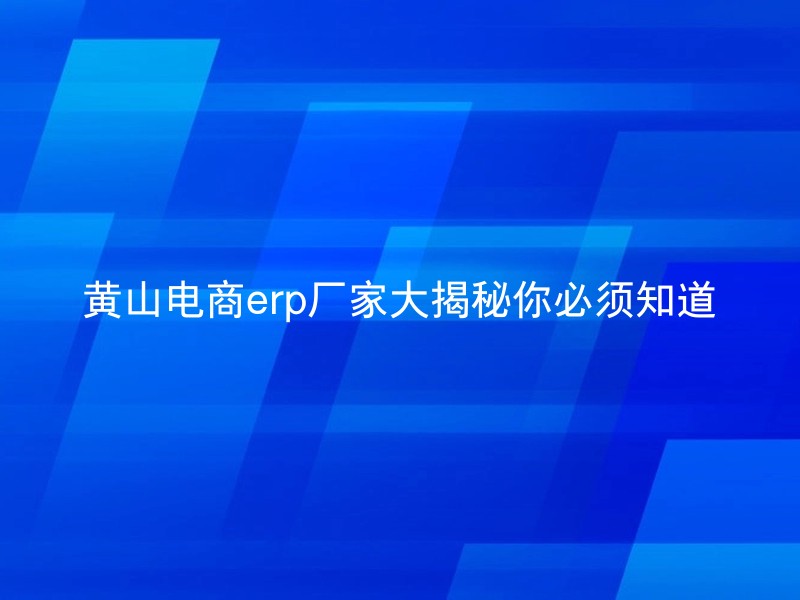 黄山电商erp厂家大揭秘你必须知道