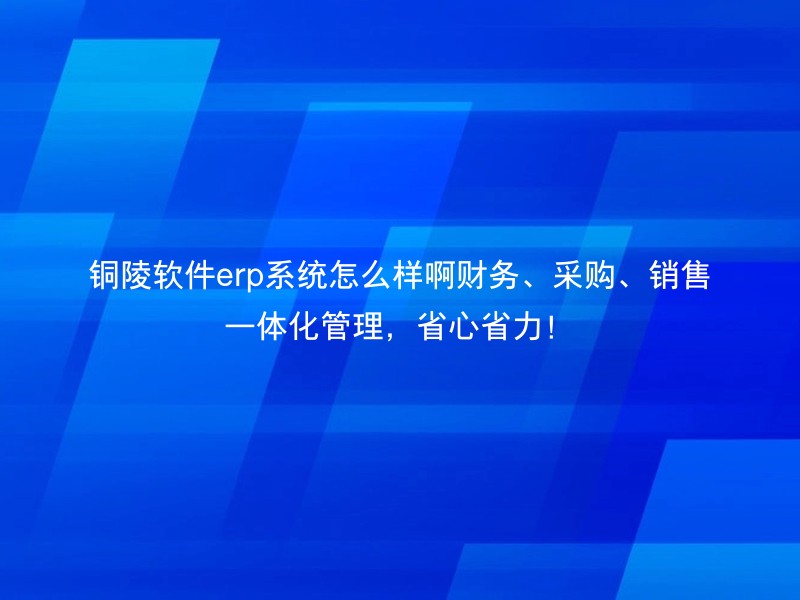 铜陵软件erp系统怎么样啊财务、采购、销售一体化管理，省心省力！