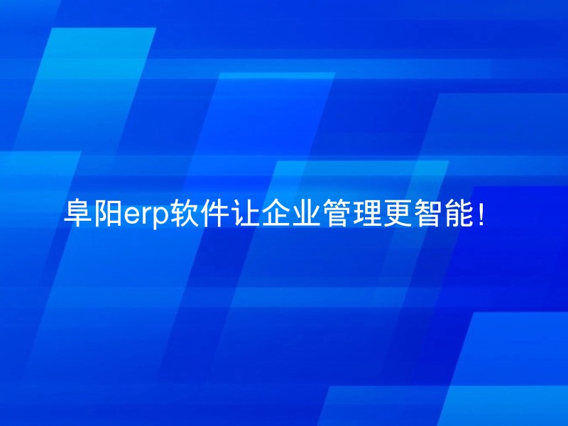 阜阳erp软件让企业管理更智能！