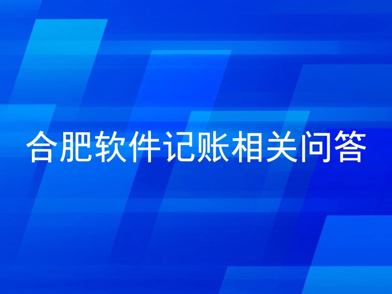 合肥软件记账相关问答