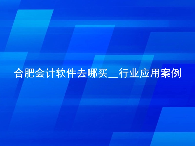 合肥会计软件去哪买_行业应用案例