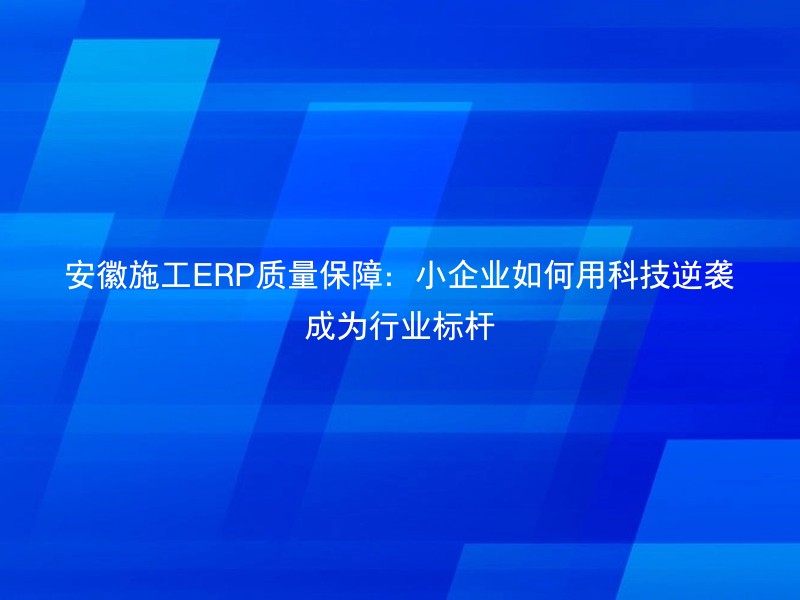 安徽施工ERP质量保障：小企业如何用科技逆袭成为行业标杆