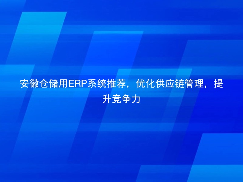 安徽仓储用ERP系统推荐，优化供应链管理，提升竞争力