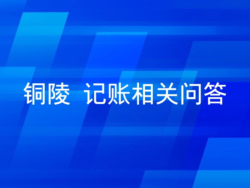 铜陵 记账相关问答