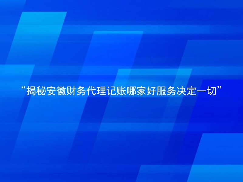 “揭秘安徽财务代理记账哪家好服务决定一切”